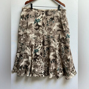 Anne Klein wool leaf mural midi skirt Sz  18W